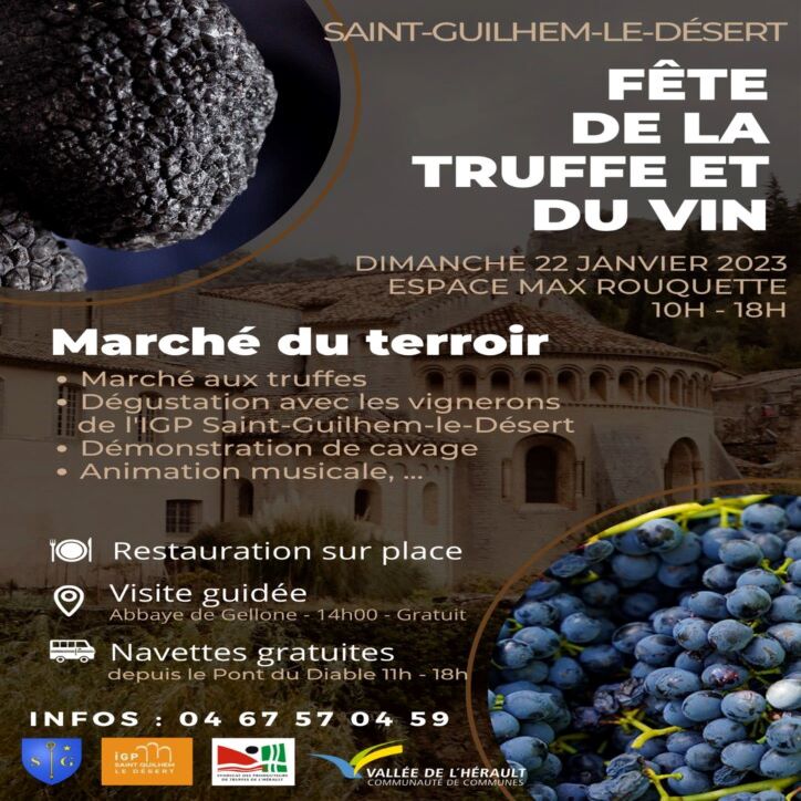 Dimanche 22 Janvier : une journée spéciale autour de la truffe et des vins IGP Saint Guilhem le Désert